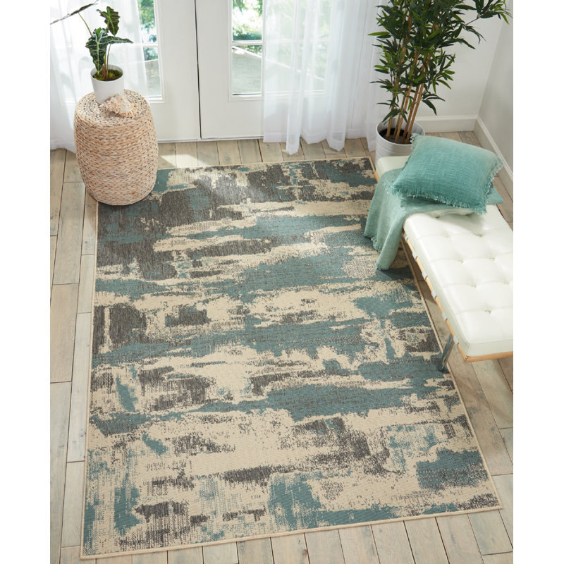 Williston Clearfield Abstract Aqua Blue/Gray/Cream Indoor